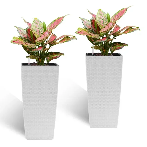 Pack of 2 Square Planter 22-Inch High Faux Rattan Design Flower Pot with Automatic Watering System
Pack of 2 Square Planter 22-Inch High Faux Rattan Design Flower Pot with Automatic Watering System