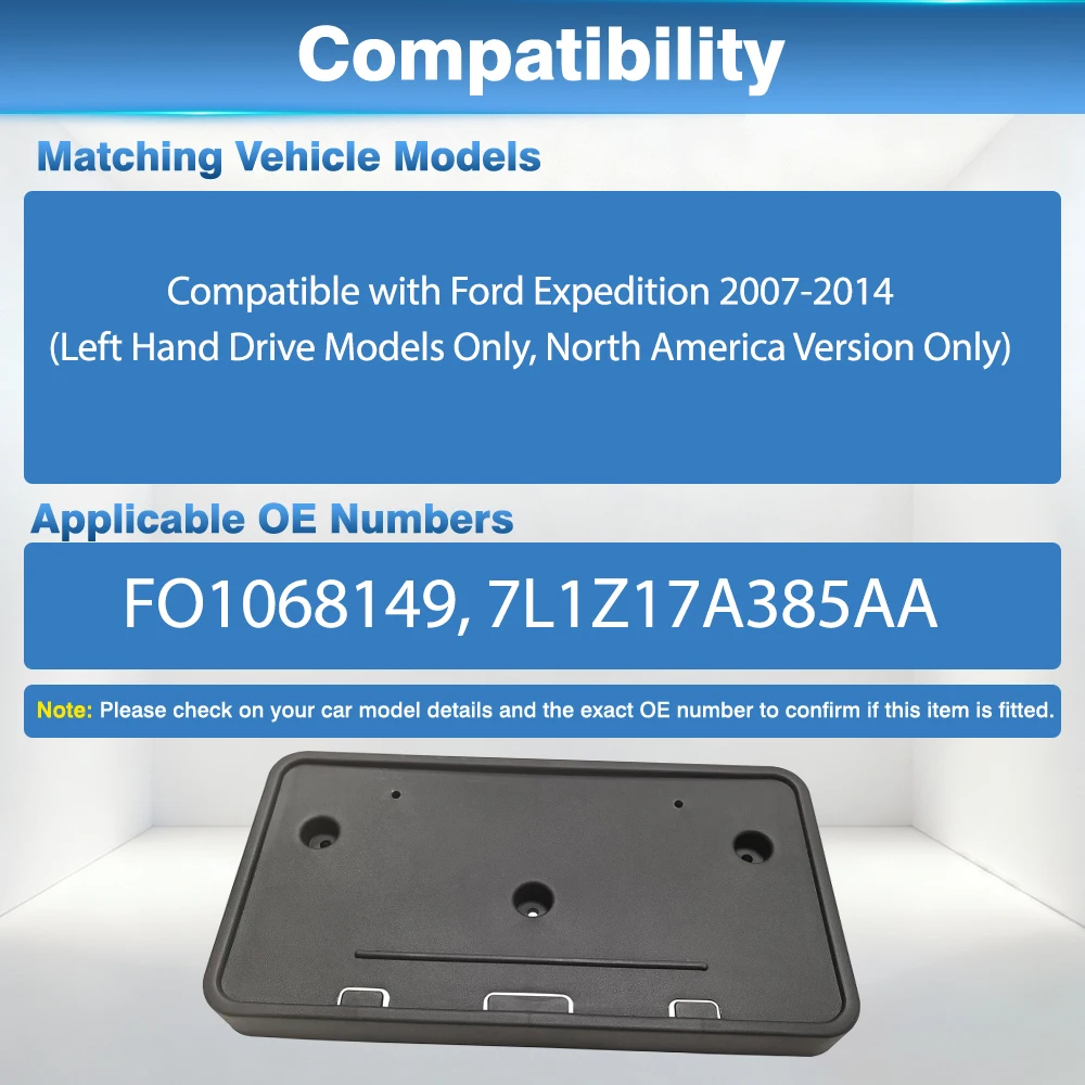 Для Ford Expedition 2007-2014 автомобильный передний кронштейн номерного знака, монтажный держатель FO1068149 7L1Z17A385AA, автомобильные аксессуары
Для Ford Expedition 2007-2014 автомобильный передний кронштейн номерного знака, монтажный держатель FO1068149 7L1Z17A385AA, автомобильные аксессуары
