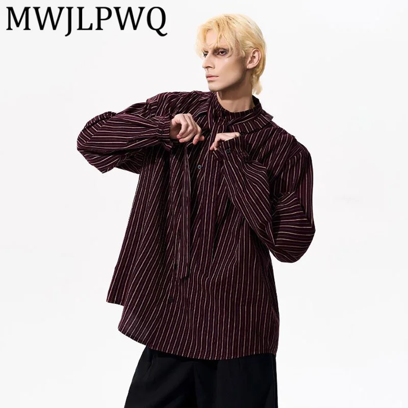 MWJLPWQ Niched рубашка с длинными рукавами в вертикальную полоску и галстуком, элегантные мужские осенние высококачественные хлопковые топы с рюшами и воротником, уличные трендовые топы 12117
MWJLPWQ Niched рубашка с длинными рукавами в вертикальную полоску и галстуком, элегантные мужские осенние высококачественные хлопковые топы с рюшами и воротником, уличные трендовые топы 12117