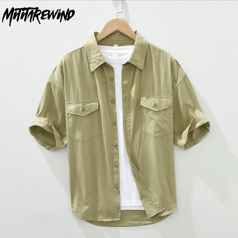 Summer Japanese Cargo Shirt 100% Cotton Short Sleeve Men's Shirts Casual Double Pockets Shirt Youth Fashion Streetwear Loose Top
Summer Japanese Cargo Shirt 100% Cotton Short Sleeve Men's Shirts Casual Double Pockets Shirt Youth Fashion Streetwear Loose Top