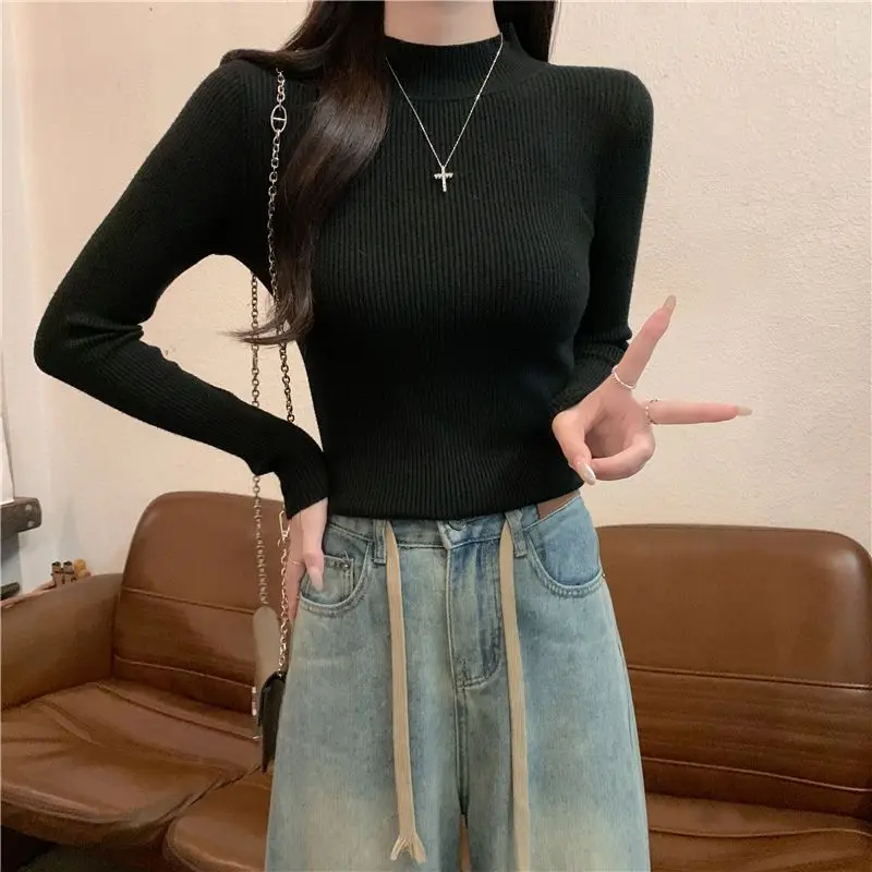 Women's Fleece Lined Thickened Half High Collar Base Shirt Long Sleeve Knitted Sweater Inner Wear Casual Style Regular Fit Black
Women's Fleece Lined Thickened Half High Collar Base Shirt Long Sleeve Knitted Sweater Inner Wear Casual Style Regular Fit Black