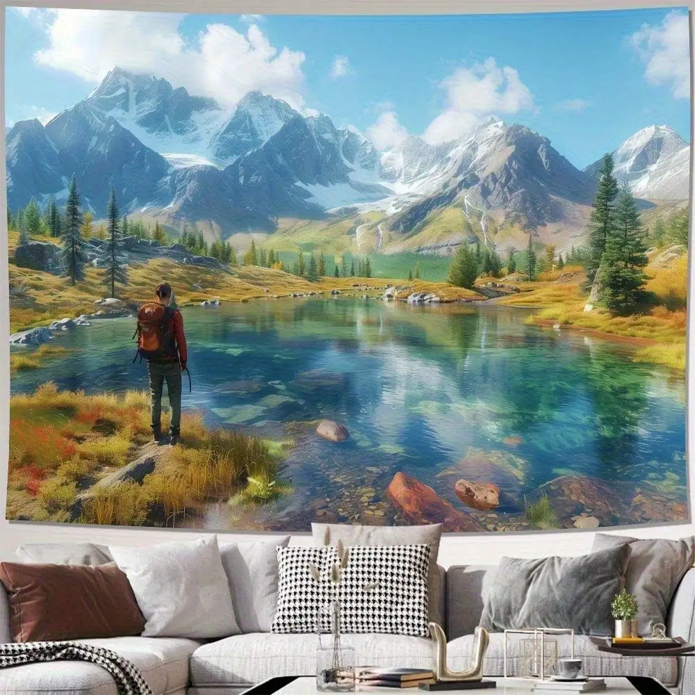 1pc Mountain Tapestry Lake Landscape Hiker Wall Hanging Nature Adventure Living Room Decor Back-to-school season Autumn gifts
1pc Mountain Tapestry Lake Landscape Hiker Wall Hanging Nature Adventure Living Room Decor Back-to-school season Autumn gifts