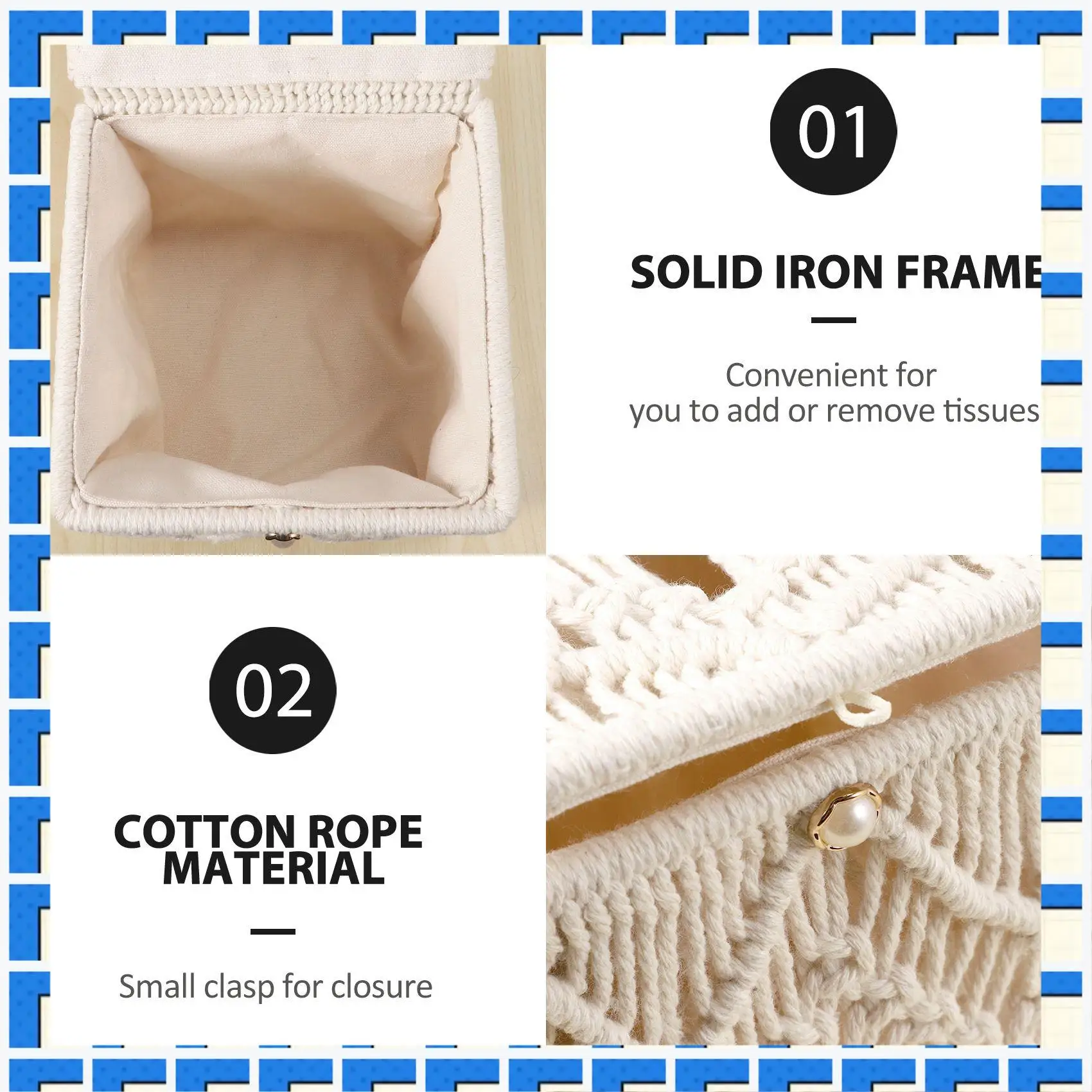 ABNG Tissue Box Cover Boho Decor Square Paper Tissue Holder With Bead Buckle Macrame Napkin Tissues Organizer Home Decor
ABNG Tissue Box Cover Boho Decor Square Paper Tissue Holder With Bead Buckle Macrame Napkin Tissues Organizer Home Decor