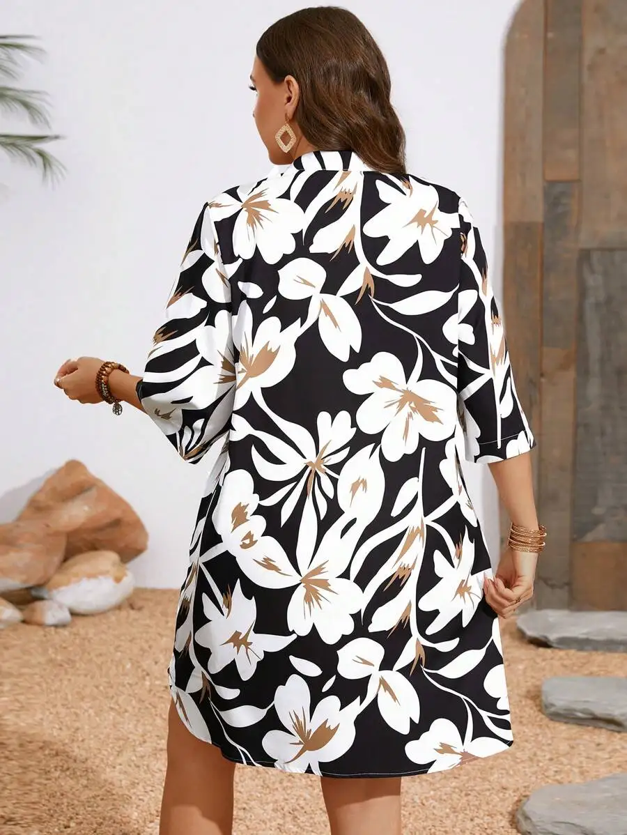 Plus Size Women Floral Print V-Neck Short Sleeve A-Line Mid-Length Casual Dress
Plus Size Women Floral Print V-Neck Short Sleeve A-Line Mid-Length Casual Dress