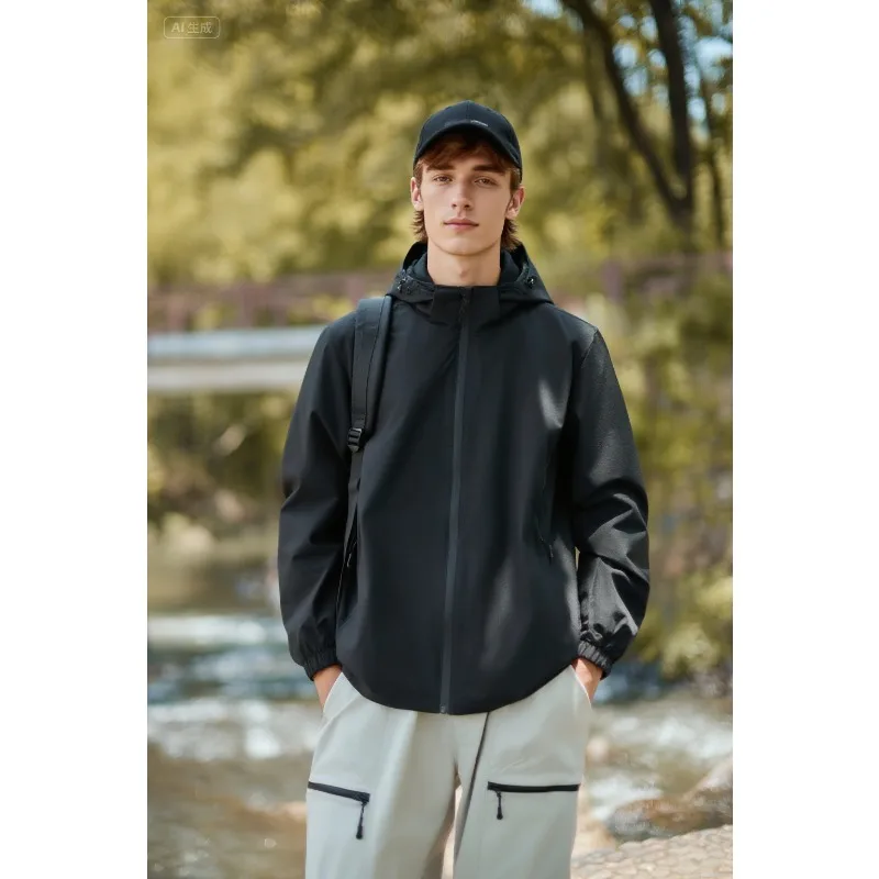 Мужская и женская повседневная куртка с капюшоном, весенне-осенняя легкая и дышащая уличная туристическая куртка с карманом на молнии
Мужская и женская повседневная куртка с капюшоном, весенне-осенняя легкая и дышащая уличная туристическая куртка с карманом на молнии