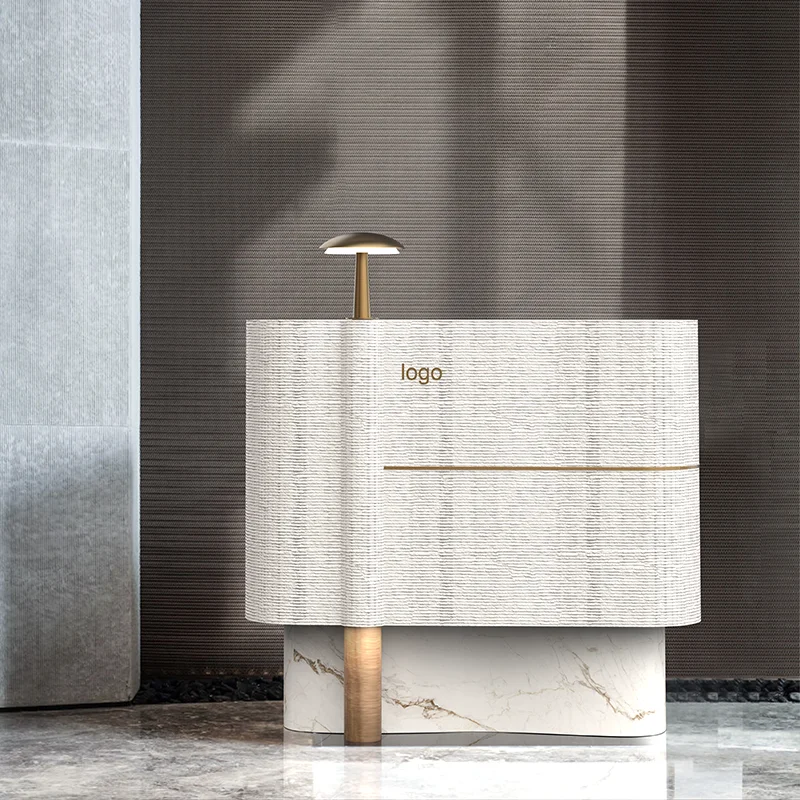 Стол для мебели в помещении, простая и современная стойка регистрации компании, текстура мягкого камня, светлая роскошная информационная стойка из нержавеющей стали
Стол для мебели в помещении, простая и современная стойка регистрации компании, текстура мягкого камня, светлая роскошная информационная стойка из нержавеющей стали