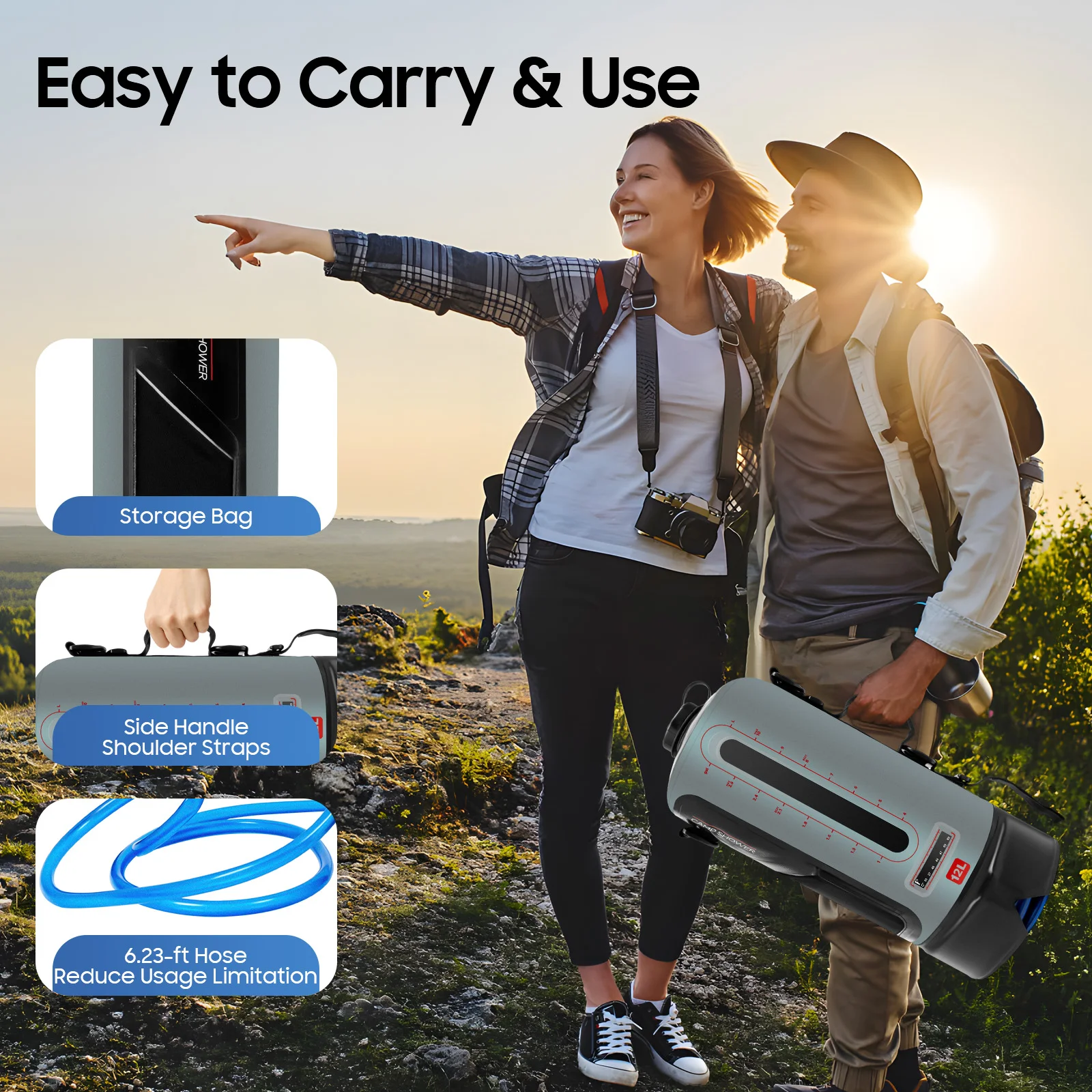 Душ для кемпинга, солнечный душ, садовый душ с насосом, 3 галлона, 12 л, съемный шланг, сумка для душа для пеших прогулок, улицы, альпинизма
Душ для кемпинга, солнечный душ, садовый душ с насосом, 3 галлона, 12 л, съемный шланг, сумка для душа для пеших прогулок, улицы, альпинизма