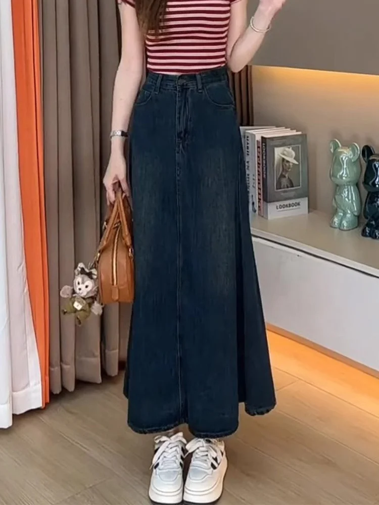 Джинсовая юбка средней длины в стиле ретро, женская летняя тонкая трапециевидная облегающая юбка с запахом и высокой талией, прямой крой, чистый цвет
Джинсовая юбка средней длины в стиле ретро, женская летняя тонкая трапециевидная облегающая юбка с запахом и высокой талией, прямой крой, чистый цвет