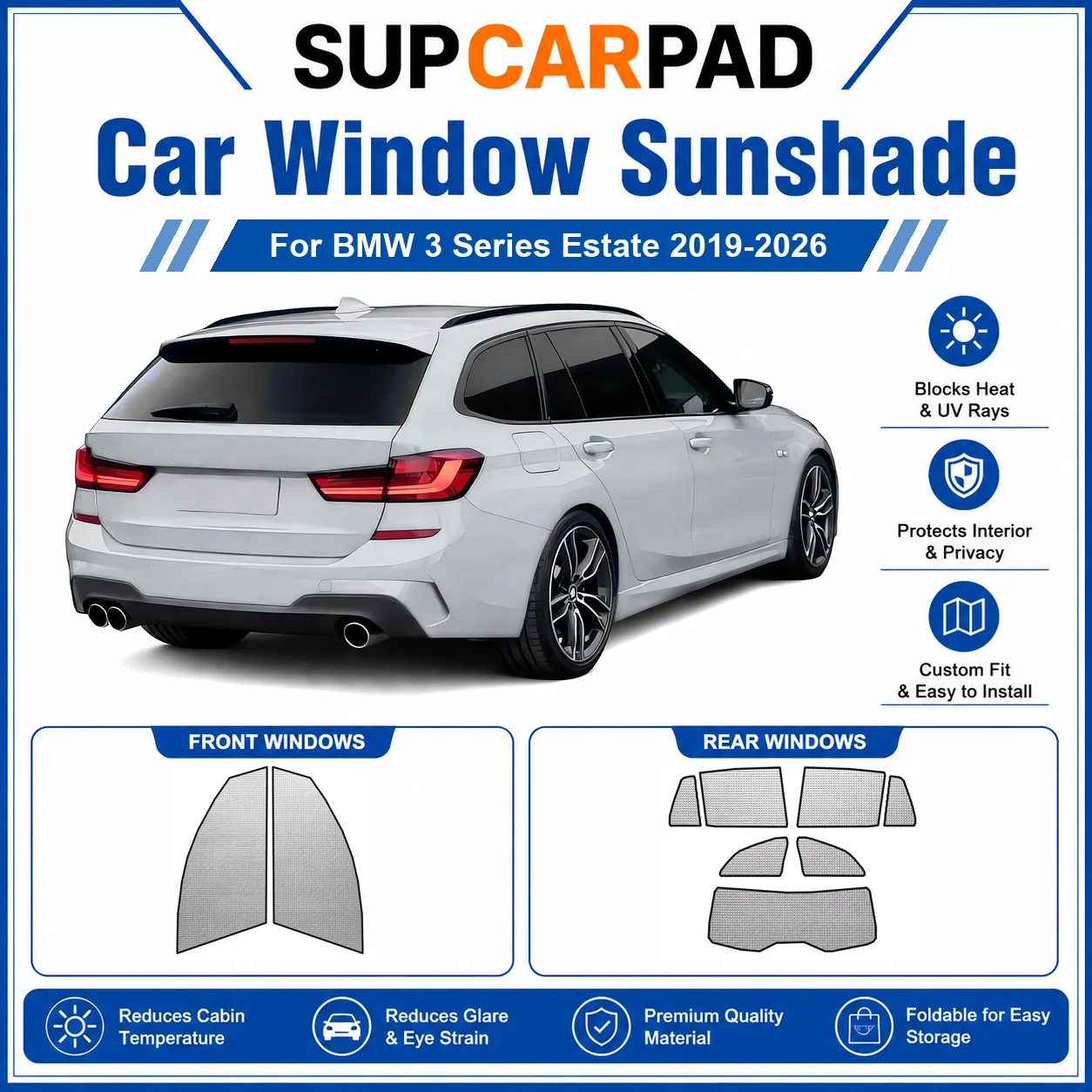 For BMW - BMW 3 Series Estate 2019-2026 Full Set Car Window Sunshades UV Block Privacy Heat Insulated Foldable Car Curtain
For BMW - BMW 3 Series Estate 2019-2026 Full Set Car Window Sunshades UV Block Privacy Heat Insulated Foldable Car Curtain