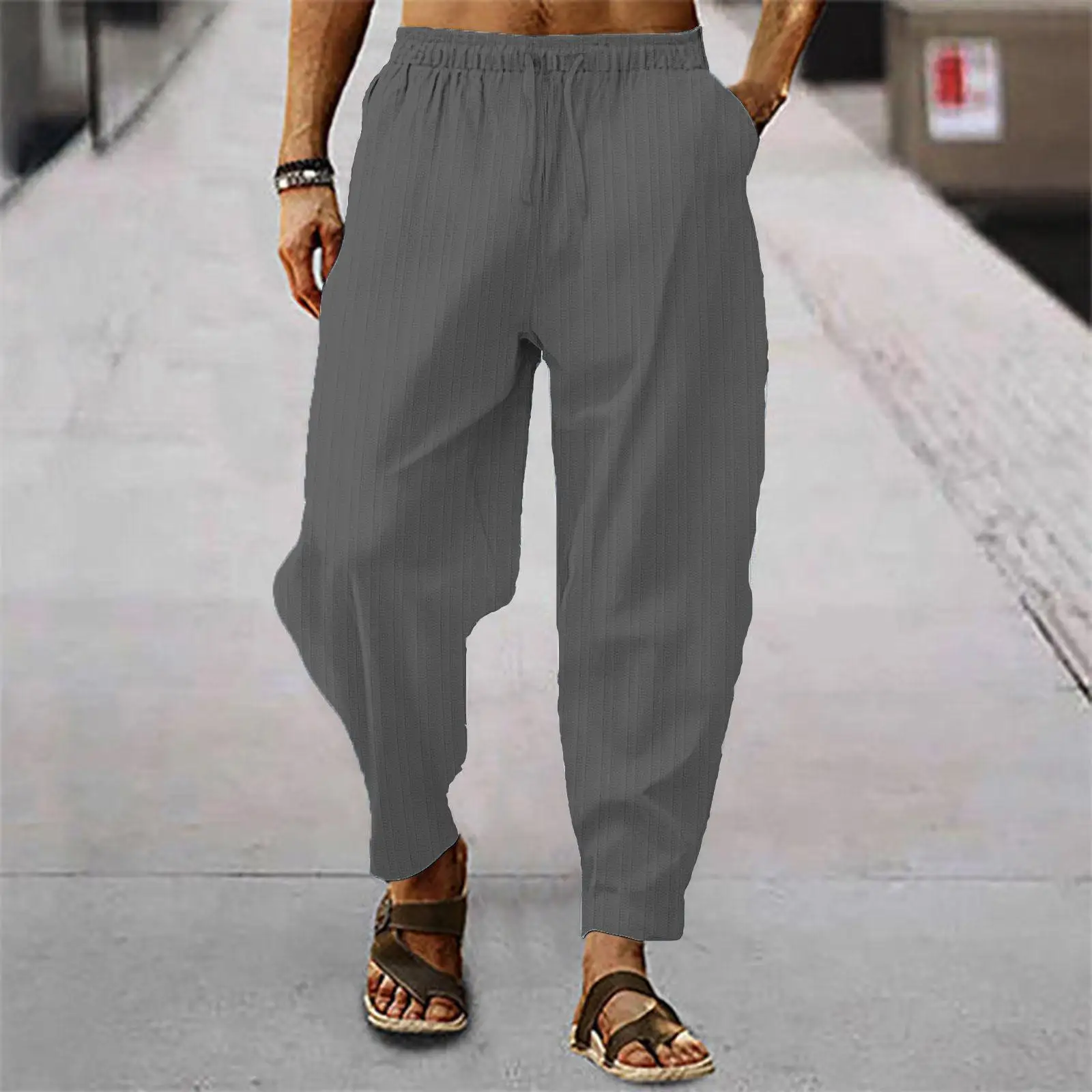 Men's Summer Loose Fit Cotton Linen Stripe Casual Pants Breathable Sport Long Trousers Comfortable Straight Leg Trousers
Men's Summer Loose Fit Cotton Linen Stripe Casual Pants Breathable Sport Long Trousers Comfortable Straight Leg Trousers