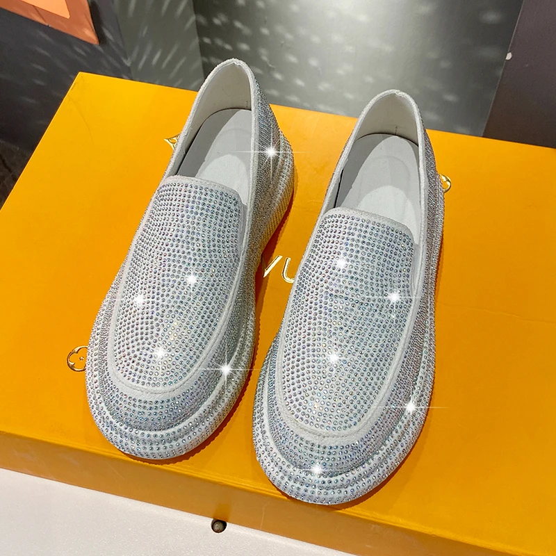 Water Diamond Luxury Loafers Style Slip-On Thick Bottom Casual Rhinestone Versatile Flat Shoes Comfortable Leisure Casual Shoes
Water Diamond Luxury Loafers Style Slip-On Thick Bottom Casual Rhinestone Versatile Flat Shoes Comfortable Leisure Casual Shoes