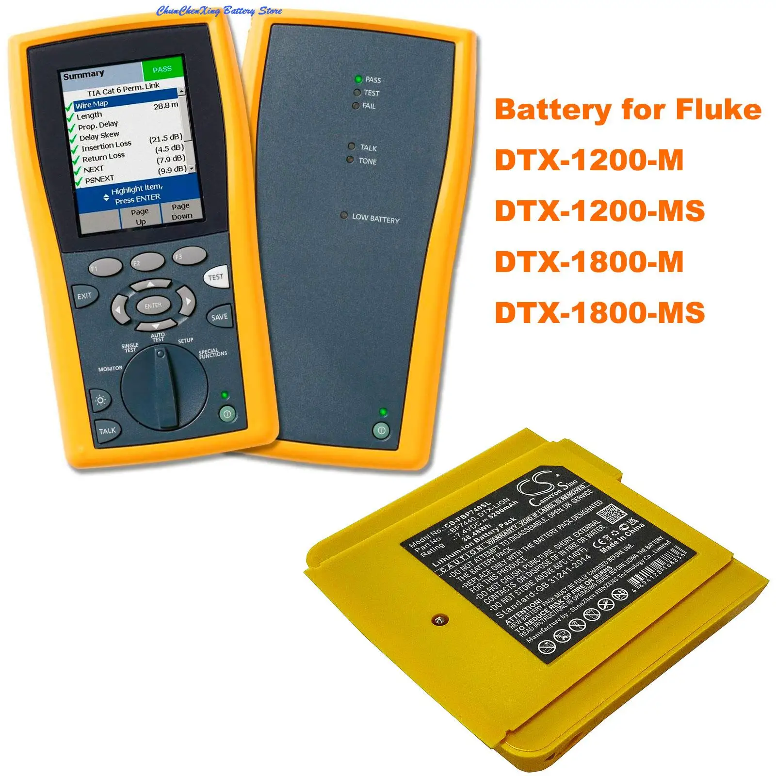5200mAh Battery BP7440 for Fluke DTX-1200-M, DTX-1200-MS, DTX-1800-M, DTX-1800-MS
5200mAh Battery BP7440 for Fluke DTX-1200-M, DTX-1200-MS, DTX-1800-M, DTX-1800-MS