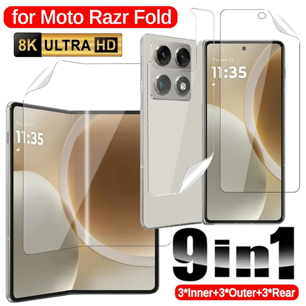 9 in 1 TPU Soft Hydrogel Film Outer&Inner&Rear Screen Protectors for MOTO Razr Fold HD Clear Full Coverage Protective Films Kit
9 in 1 TPU Soft Hydrogel Film Outer&Inner&Rear Screen Protectors for MOTO Razr Fold HD Clear Full Coverage Protective Films Kit