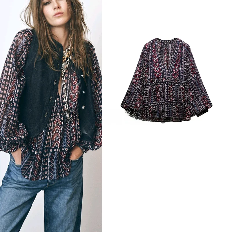 Новая весенняя женская блузка с длинным рукавом, V-образным вырезом, декором из бусин и принтом, свободного кроя, с металлическим эффектом, из полиэфирного волокна, для повседневной носки
Новая весенняя женская блузка с длинным рукавом, V-образным вырезом, декором из бусин и принтом, свободного кроя, с металлическим эффектом, из полиэфирного волокна, для повседневной носки