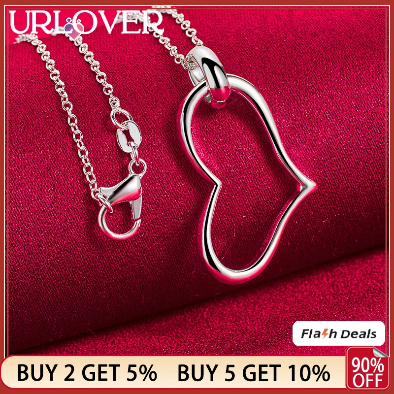 URLOVER 925 Sterling Silver Cute Heart Pendant Necklace For Women Wedding Party Fashion Charm Jewelry Luxury 16-30 Inch Chain
URLOVER 925 Sterling Silver Cute Heart Pendant Necklace For Women Wedding Party Fashion Charm Jewelry Luxury 16-30 Inch Chain
