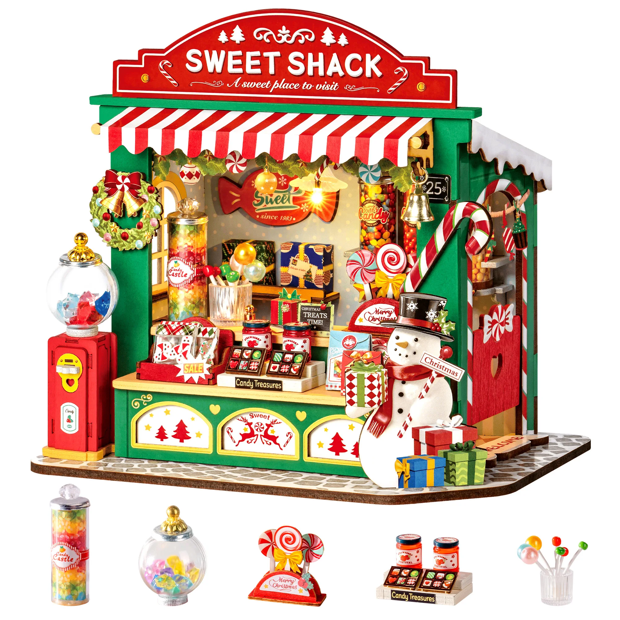 Rolife DIY Miniature House Kit Christmas Candy Stand Dollhouse Model Building Kit Wooden 3D Puzzle Toy Christmas Gift for Adults
Rolife DIY Miniature House Kit Christmas Candy Stand Dollhouse Model Building Kit Wooden 3D Puzzle Toy Christmas Gift for Adults