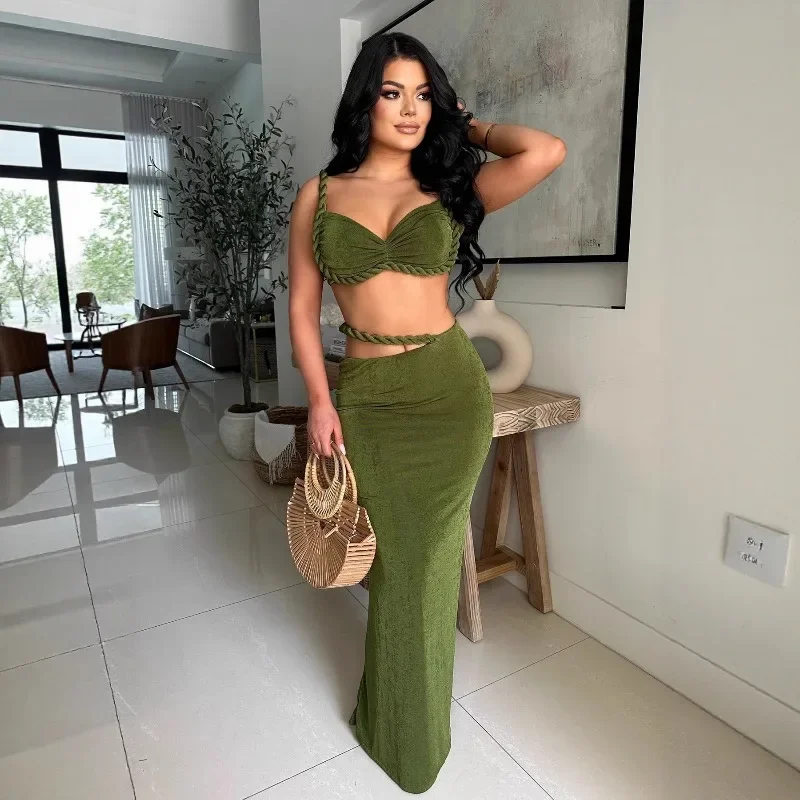 GUWU Beach Holiday Women's Dress Set Strap Crop Tops and Bodycon Midi Maxi Skirts Suit 2025 Vacation Two 2 Piece Set Outfit
GUWU Beach Holiday Women's Dress Set Strap Crop Tops and Bodycon Midi Maxi Skirts Suit 2025 Vacation Two 2 Piece Set Outfit