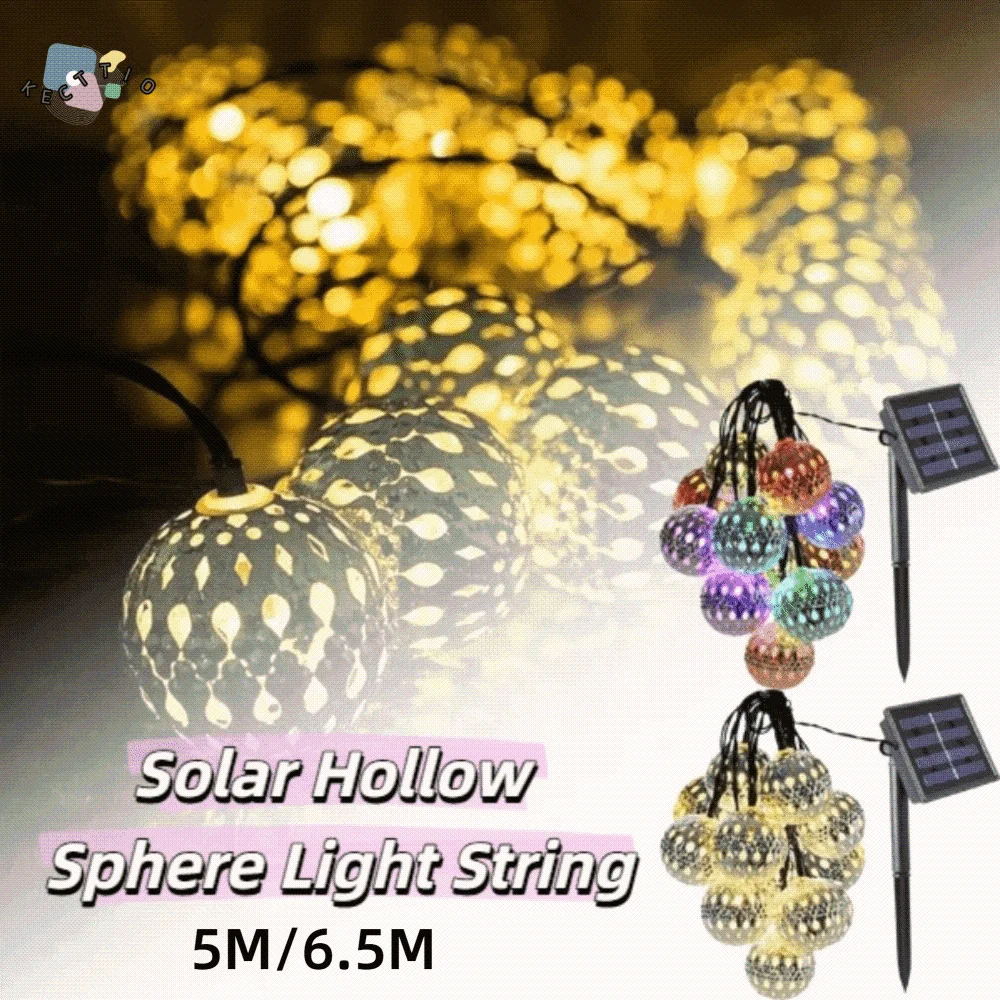 Gold Ball Solar LED String Lights Silver Ball Iron Round Ball Moroccan Ball String Lights Creative Design Waterproof
Gold Ball Solar LED String Lights Silver Ball Iron Round Ball Moroccan Ball String Lights Creative Design Waterproof