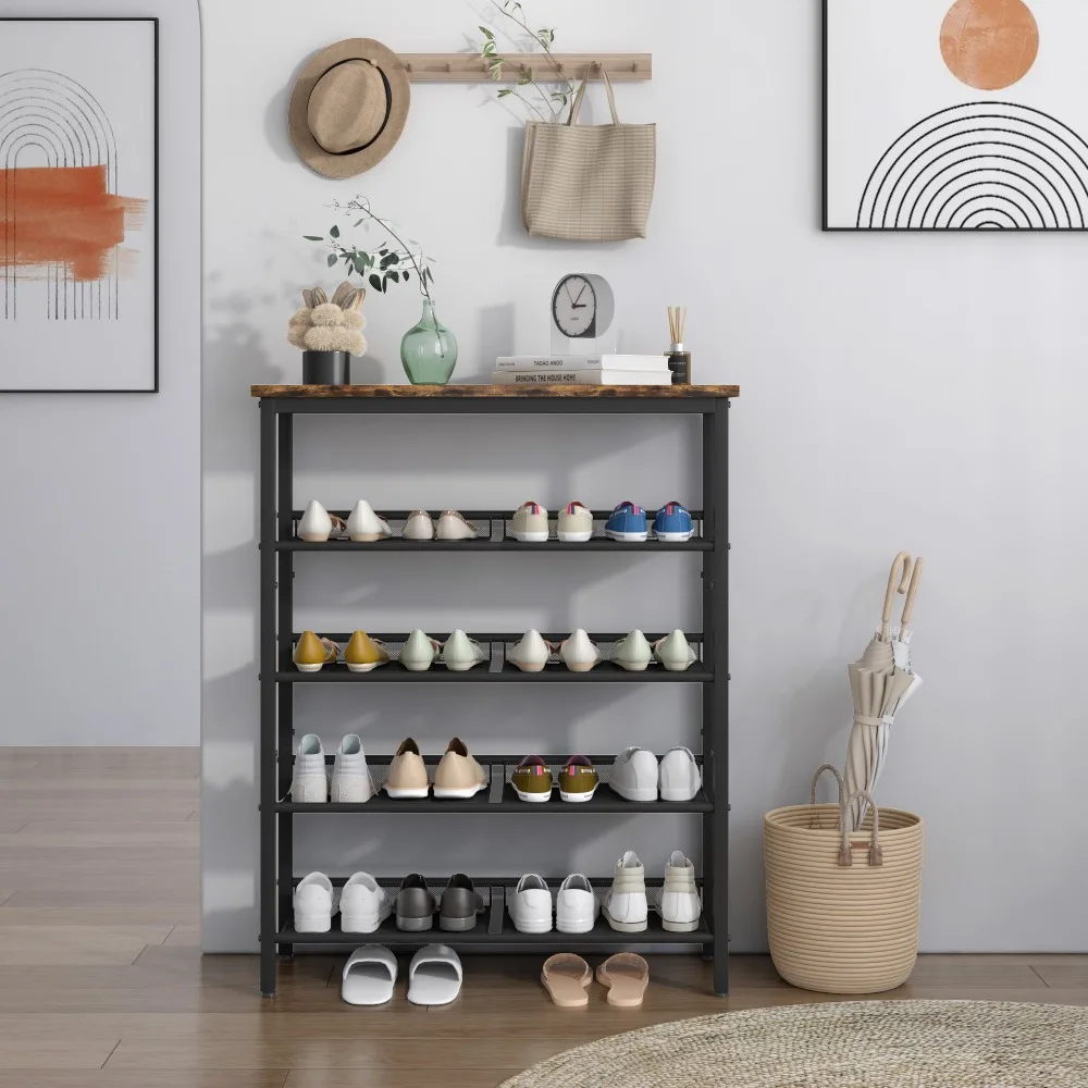 Shoes Rack, Adjustable Country Style 5-layer Shoe Rack Storage Rack, with 4 Mesh Shelves, Living Room Shoe Cabinets
Shoes Rack, Adjustable Country Style 5-layer Shoe Rack Storage Rack, with 4 Mesh Shelves, Living Room Shoe Cabinets