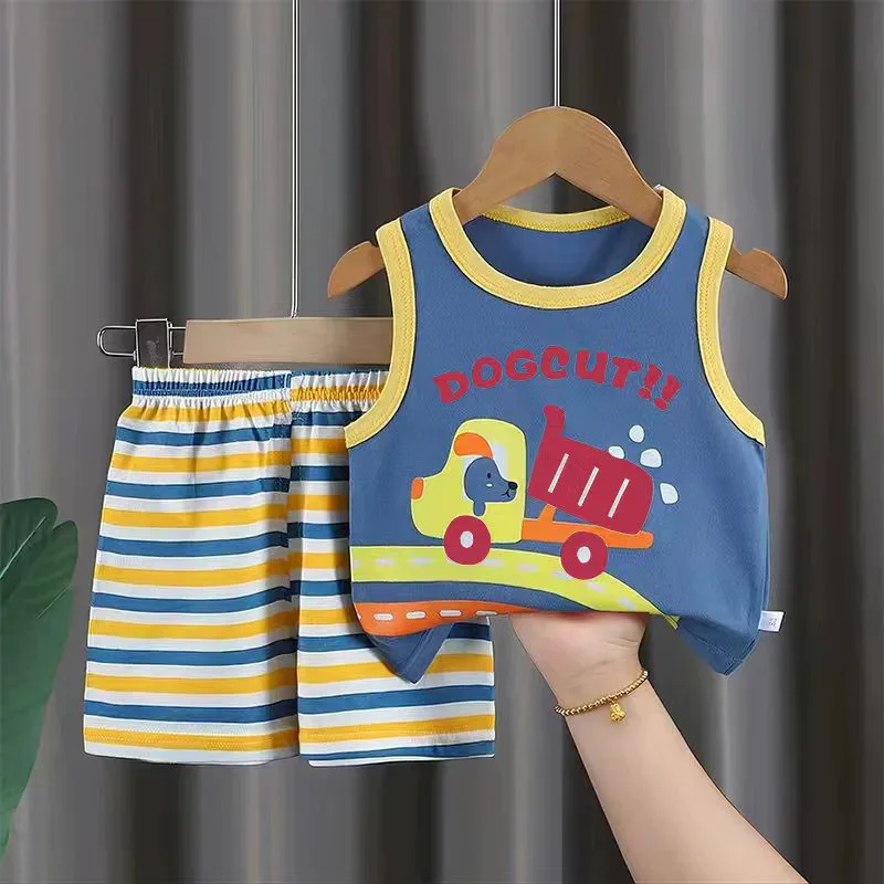 Children's Vest Set Summer Cotton Sleeveless Boys and Girls Shorts Outfit New Summer Cartoon Two-Piece Children's Clothing
Children's Vest Set Summer Cotton Sleeveless Boys and Girls Shorts Outfit New Summer Cartoon Two-Piece Children's Clothing