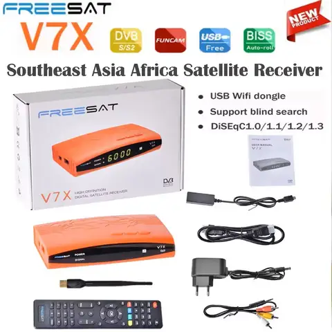 V7X Satellite TV Receiver DVB-S2X/S2/S Full HD 1080P H.265 Set-top Box Digital Receptor PowerVu LNB PAL/NTSC funcam Decoder