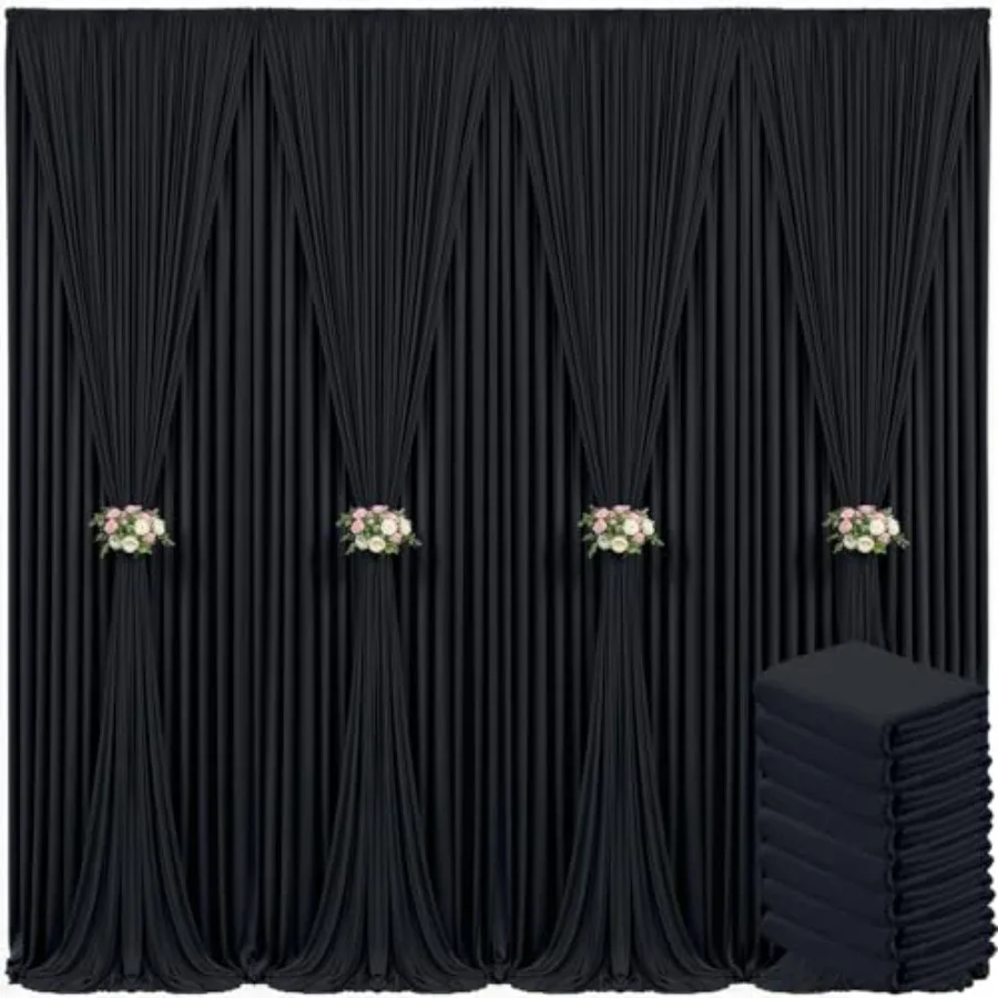 Party backdrop curtain: 8-panel black polyester fabric, wrinkle-free, 40ft x 10ft, for birthday, wedding, photo, and photograph
Party backdrop curtain: 8-panel black polyester fabric, wrinkle-free, 40ft x 10ft, for birthday, wedding, photo, and photograph