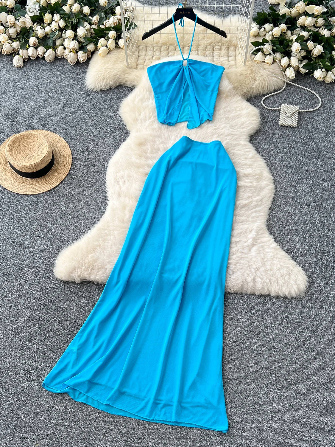 Pure Color Dopane Hot Girl Set Women's Summer Ne Hanging Tube Top Vest High Waist f Fi Tail Long Skirt Faion Set
Pure Color Dopane Hot Girl Set Women's Summer Ne Hanging Tube Top Vest High Waist f Fi Tail Long Skirt Faion Set