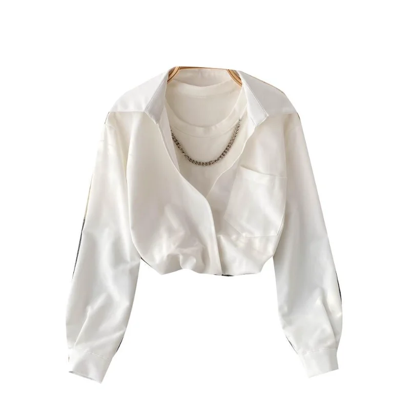 Шикарная французская рубашка в гонконгском стиле, женская дизайнерская ниша с цепочкой, короткие искусственные топы из двух предметов, текстурированная осенняя одежда
Шикарная французская рубашка в гонконгском стиле, женская дизайнерская ниша с цепочкой, короткие искусственные топы из двух предметов, текстурированная осенняя одежда