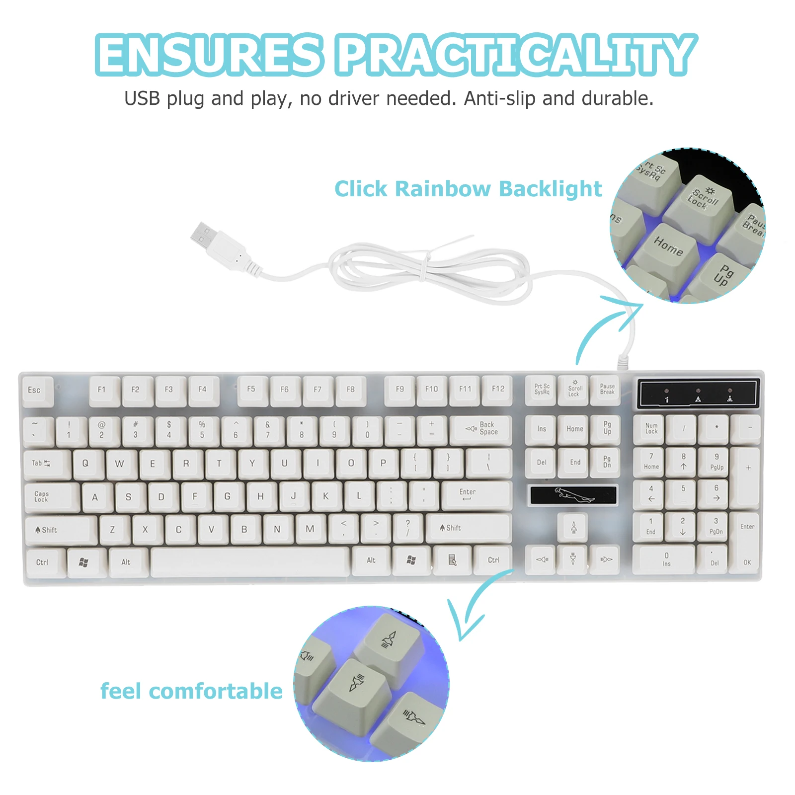 104 Keys Mechanical Feel Gaming Led Backlight Anti-Slip Ergonomic Mouse Kit For Non-Conflict Design Durable Backlit
104 Keys Mechanical Feel Gaming Led Backlight Anti-Slip Ergonomic Mouse Kit For Non-Conflict Design Durable Backlit