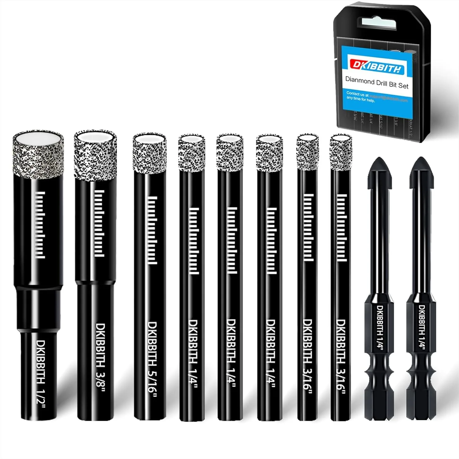 Dry Diamond Drill Bits Set for Ceramic Porcelain Marble Granite Stone Glass - 10 Pack with Round Shank & Vacuum Brazed
Dry Diamond Drill Bits Set for Ceramic Porcelain Marble Granite Stone Glass - 10 Pack with Round Shank & Vacuum Brazed
