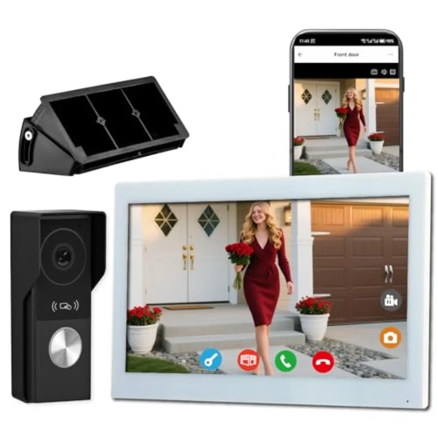 Home video doorbell intercom system with 10.1-inch touch screen, 1080p night vision camera, Tuya app control, two-way talk, vid
Home video doorbell intercom system with 10.1-inch touch screen, 1080p night vision camera, Tuya app control, two-way talk, vid