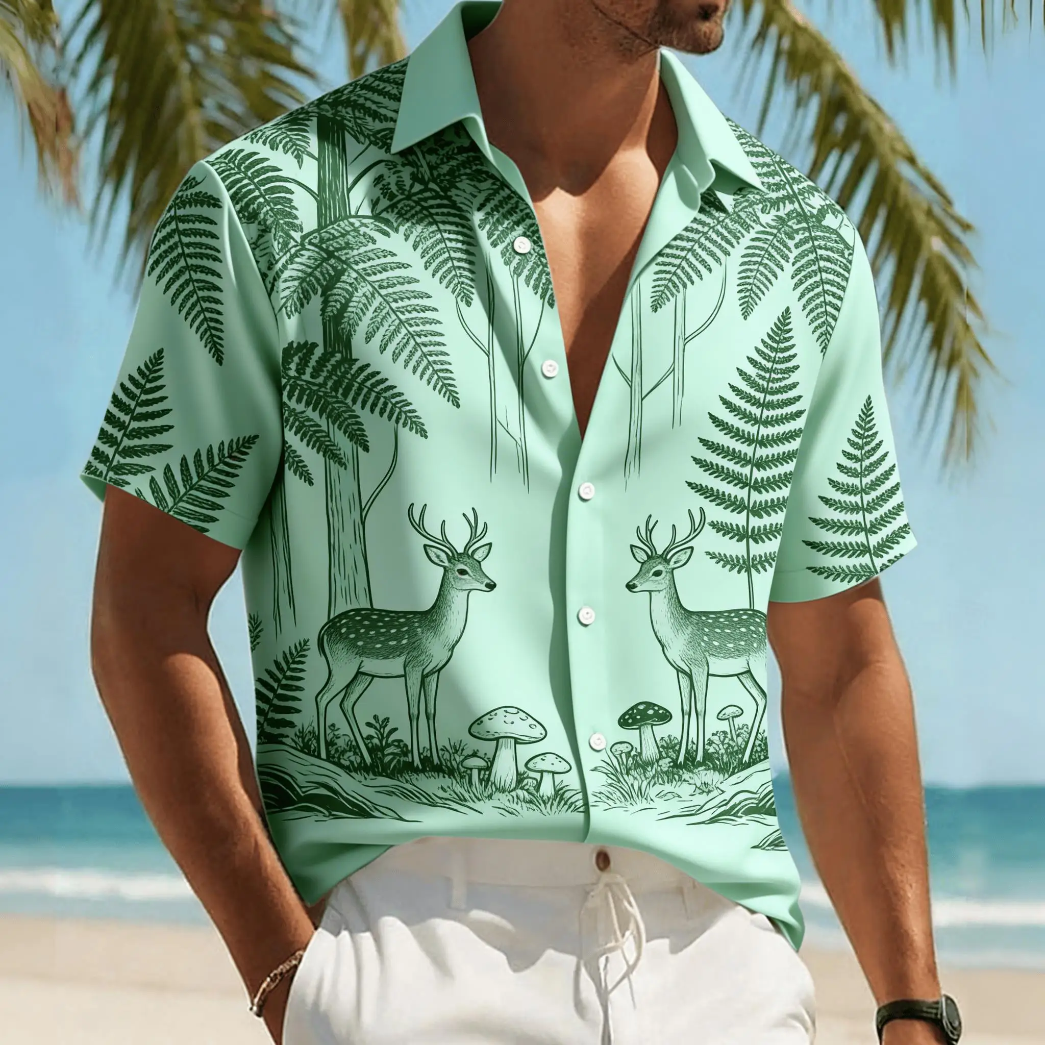Men's Spring Nature Inspired Shirt, Forest Print, Casual Short Sleeve Button Up for Outdoor & Beach
Men's Spring Nature Inspired Shirt, Forest Print, Casual Short Sleeve Button Up for Outdoor & Beach
