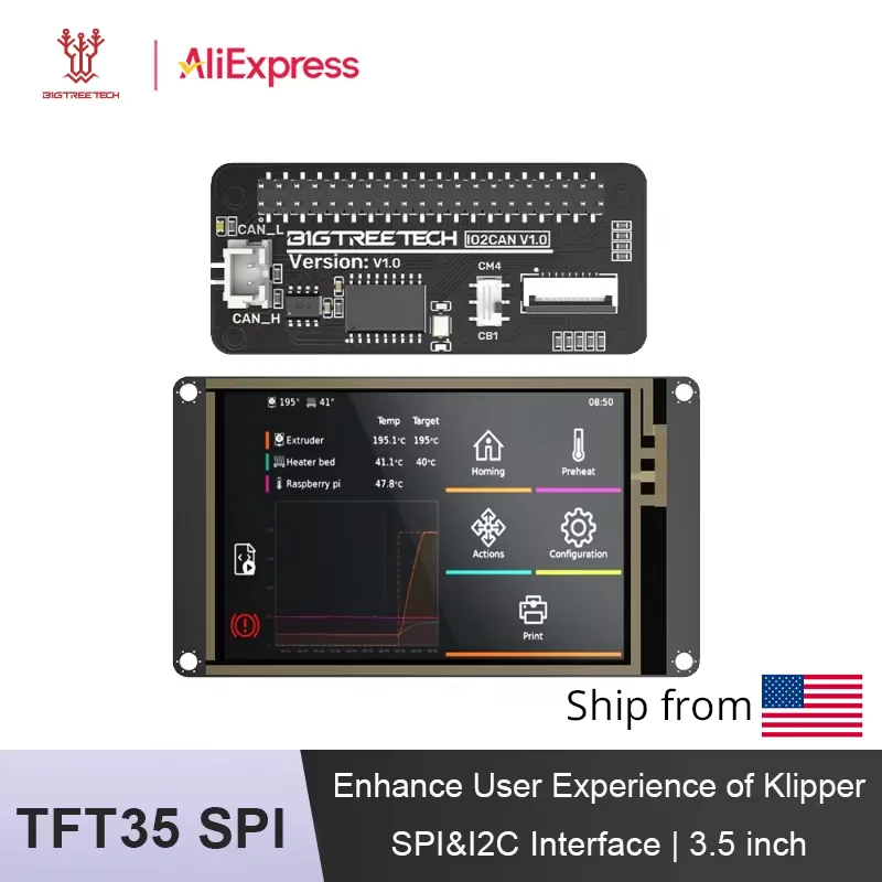 BIGTREETECH TFT35 SPI V2.1 сенсорный экран с модулем IO2CAN V1.0 3,5 дюйма 480x320 TFT-дисплей для материнской платы 3D-принтера CB1 M8P
BIGTREETECH TFT35 SPI V2.1 сенсорный экран с модулем IO2CAN V1.0 3,5 дюйма 480x320 TFT-дисплей для материнской платы 3D-принтера CB1 M8P