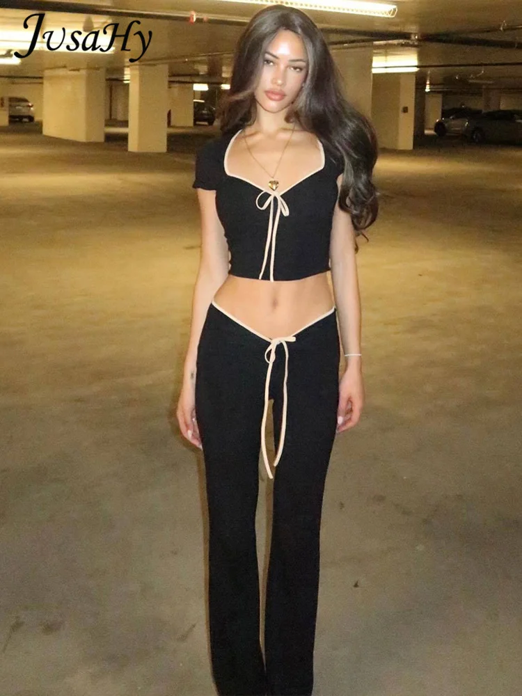JusaHy Women 2023 New Y2K Sexy&High Streetwear V-neck Casual Chic Two Pieces Set Skinny Short-sleeve T-shirt &Pencil Pants Suit
JusaHy Women 2023 New Y2K Sexy&High Streetwear V-neck Casual Chic Two Pieces Set Skinny Short-sleeve T-shirt &Pencil Pants Suit