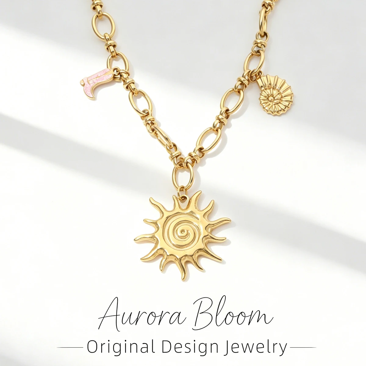 AURORA Fashion Sun Large Pendant Necklaces For Women's Choker Necklace Stainless Steel Necklaces Summer Trend Jewelry Decoration
AURORA Fashion Sun Large Pendant Necklaces For Women's Choker Necklace Stainless Steel Necklaces Summer Trend Jewelry Decoration