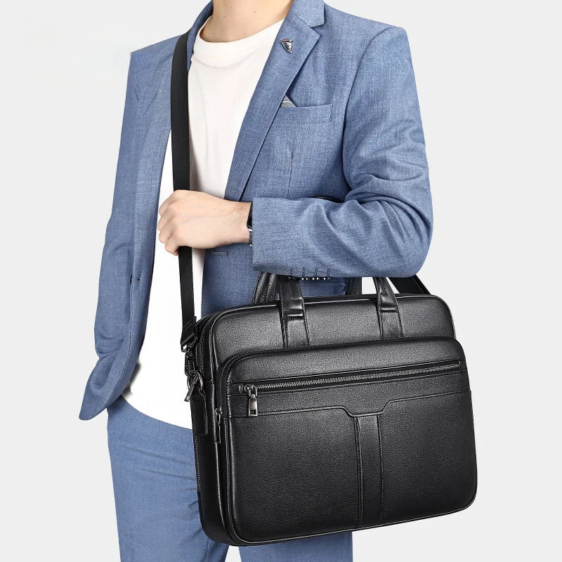 Genuine Leather Business Men's Briefcase Top Layer Cowhide Men's Shoulder Bag Document Bag Handbag Large Capacity Meeting Bag
Genuine Leather Business Men's Briefcase Top Layer Cowhide Men's Shoulder Bag Document Bag Handbag Large Capacity Meeting Bag