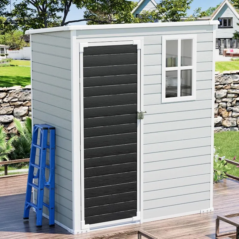 5x3 FT Small Resin Shed, Waterproof Outdoor Storage Shed with Floor & Lockable Door & Window & Vents, Plastic Tool Shed f
5x3 FT Small Resin Shed, Waterproof Outdoor Storage Shed with Floor & Lockable Door & Window & Vents, Plastic Tool Shed f