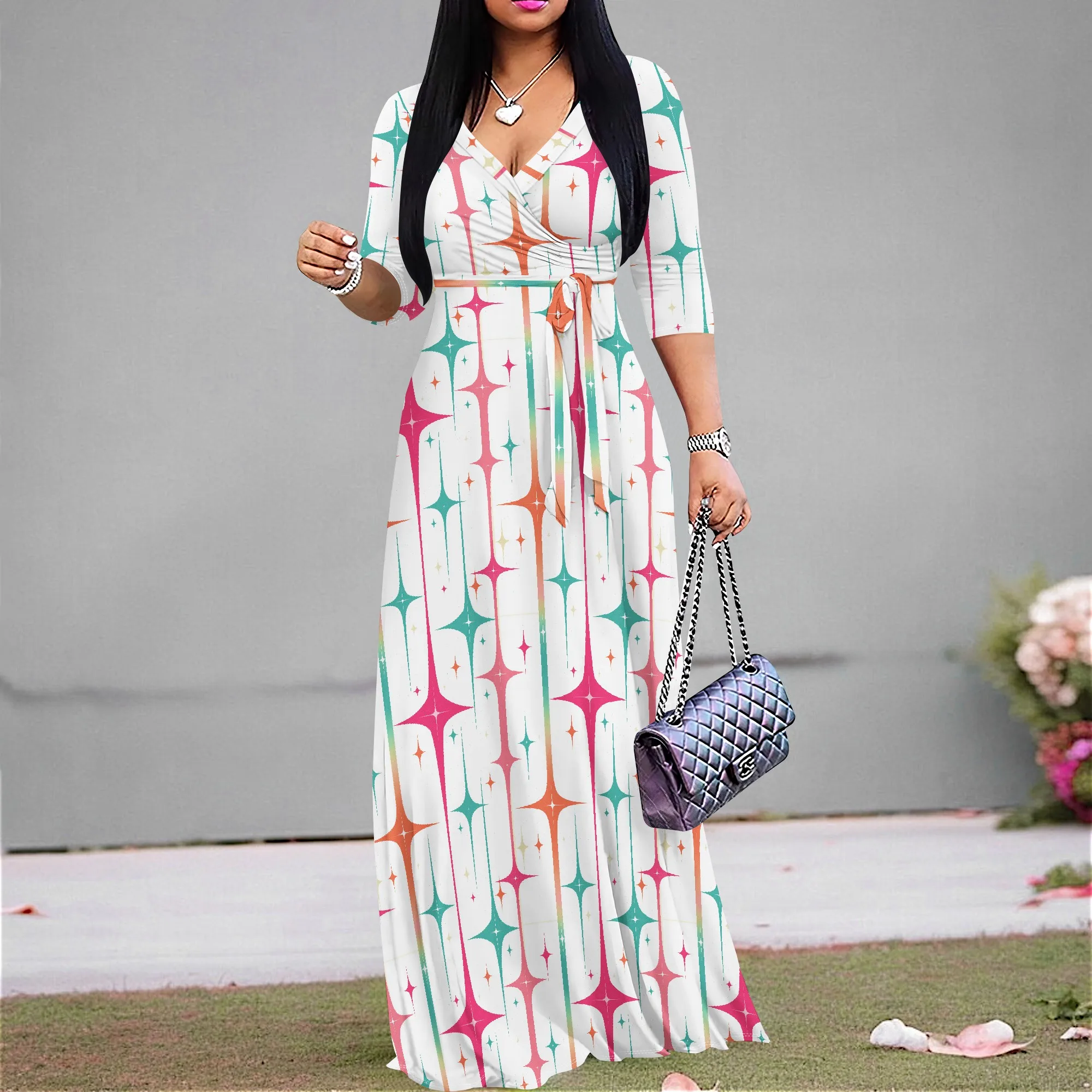 Mid Century Futuristic Wrap Dress S-3XL, Colorful Geometric Maxi for Vintage Parties or Summer Events
Mid Century Futuristic Wrap Dress S-3XL, Colorful Geometric Maxi for Vintage Parties or Summer Events