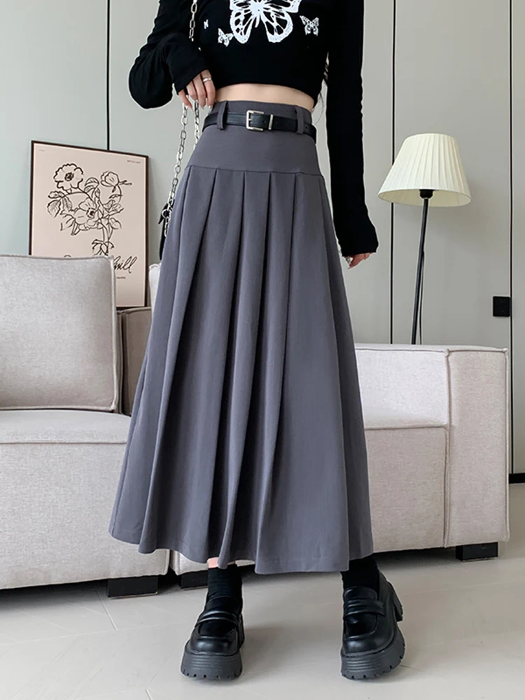 Юбка миди с высокой талией и плиссировкой, женская, модная, универсальная, в корейском стиле, средней длины, осенне-зимняя новинка
Юбка миди с высокой талией и плиссировкой, женская, модная, универсальная, в корейском стиле, средней длины, осенне-зимняя новинка