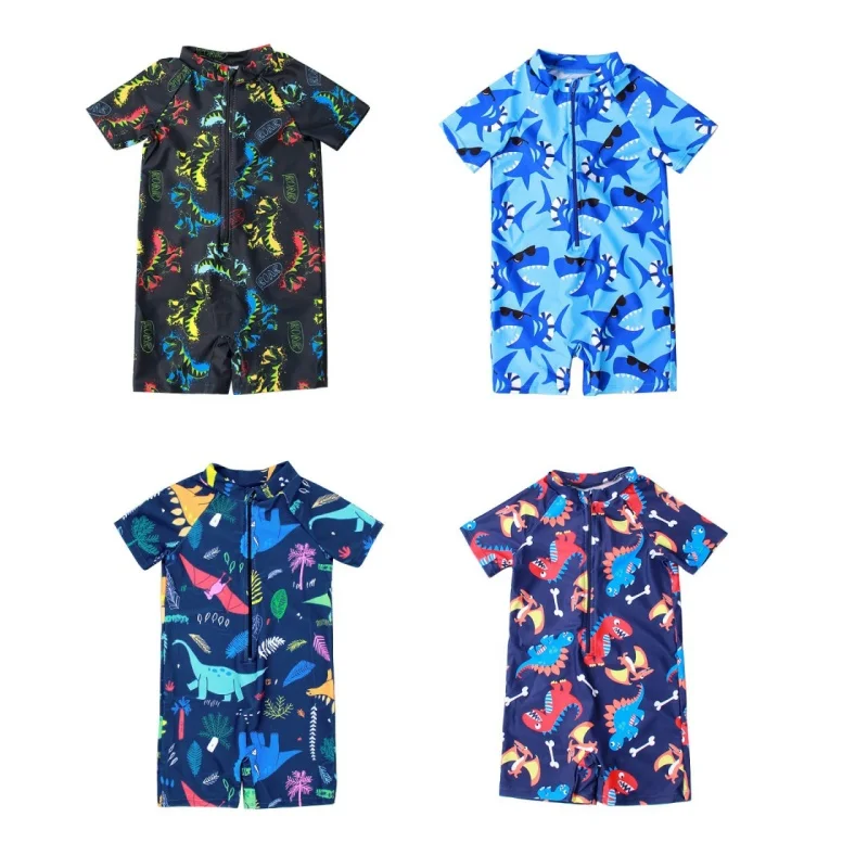 Летний купальник с короткими рукавами для маленьких мальчиков, комбинезон для плавания на молнии, костюм с принтом акулы, детский пляжный купальник для мальчиков 1-5 лет 
Летний купальник с короткими рукавами для маленьких мальчиков, комбинезон для плавания на молнии, костюм с принтом акулы, детский пляжный купальник для мальчиков 1-5 лет