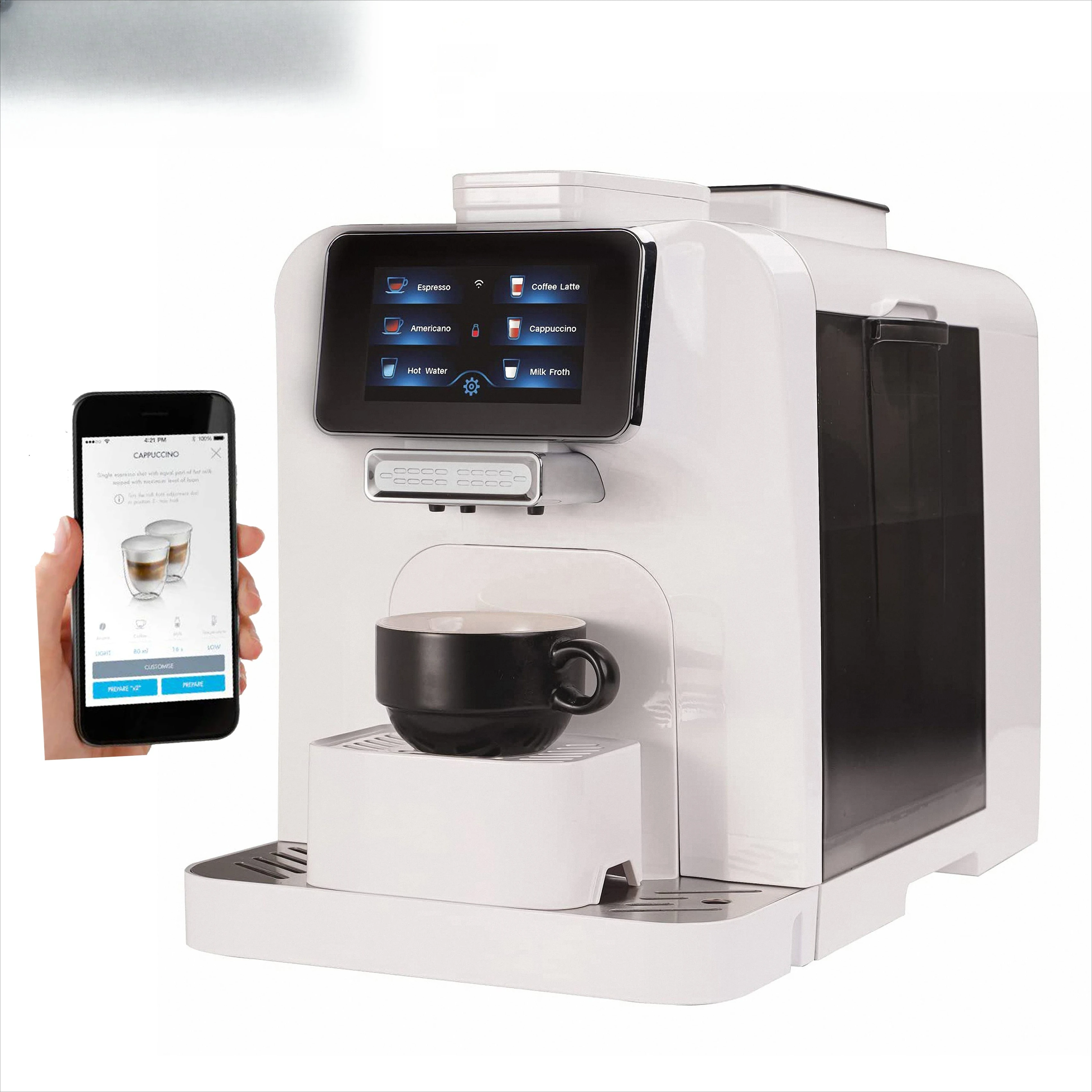 Wifi Fully Automatic Cappuccino Machine Professional Espresso Coffee Maker Machine With Grinder Milk Frother
Wifi Fully Automatic Cappuccino Machine Professional Espresso Coffee Maker Machine With Grinder Milk Frother