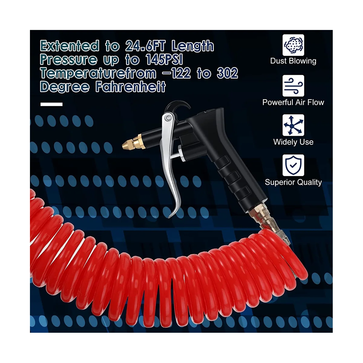 3 Set Truck Dust Air Blow Gun Kit Blow Gun Cleaning with 24.6 Ft Long Coil and 3 Interchangeable Nozzle Tips Heavy Duty
3 Set Truck Dust Air Blow Gun Kit Blow Gun Cleaning with 24.6 Ft Long Coil and 3 Interchangeable Nozzle Tips Heavy Duty