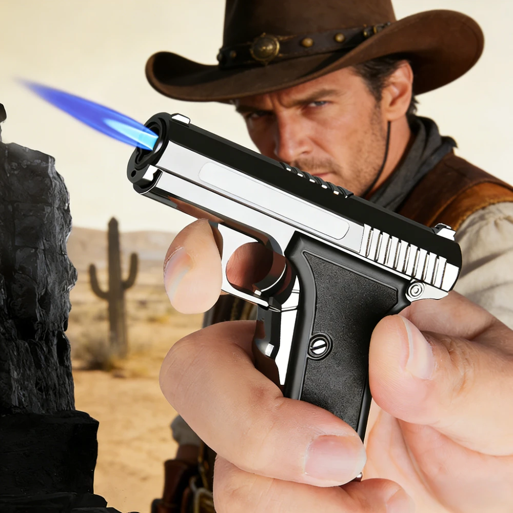 Portable Gun Style Lighter Refillable Butane Gas Windproof Blue Jet Flame Torch Lighters Cigarette Accessories Men's Gift
Portable Gun Style Lighter Refillable Butane Gas Windproof Blue Jet Flame Torch Lighters Cigarette Accessories Men's Gift