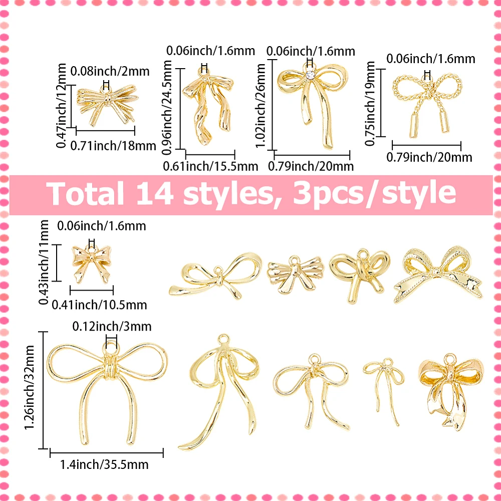 42Pcs 14 Styles Rack Plating Alloy Pendants Bowknot Charms Lead Free Cadmium Free Nickel Free Golden 11~33x10.5~35.5x2~6.5mm
42Pcs 14 Styles Rack Plating Alloy Pendants Bowknot Charms Lead Free Cadmium Free Nickel Free Golden 11~33x10.5~35.5x2~6.5mm