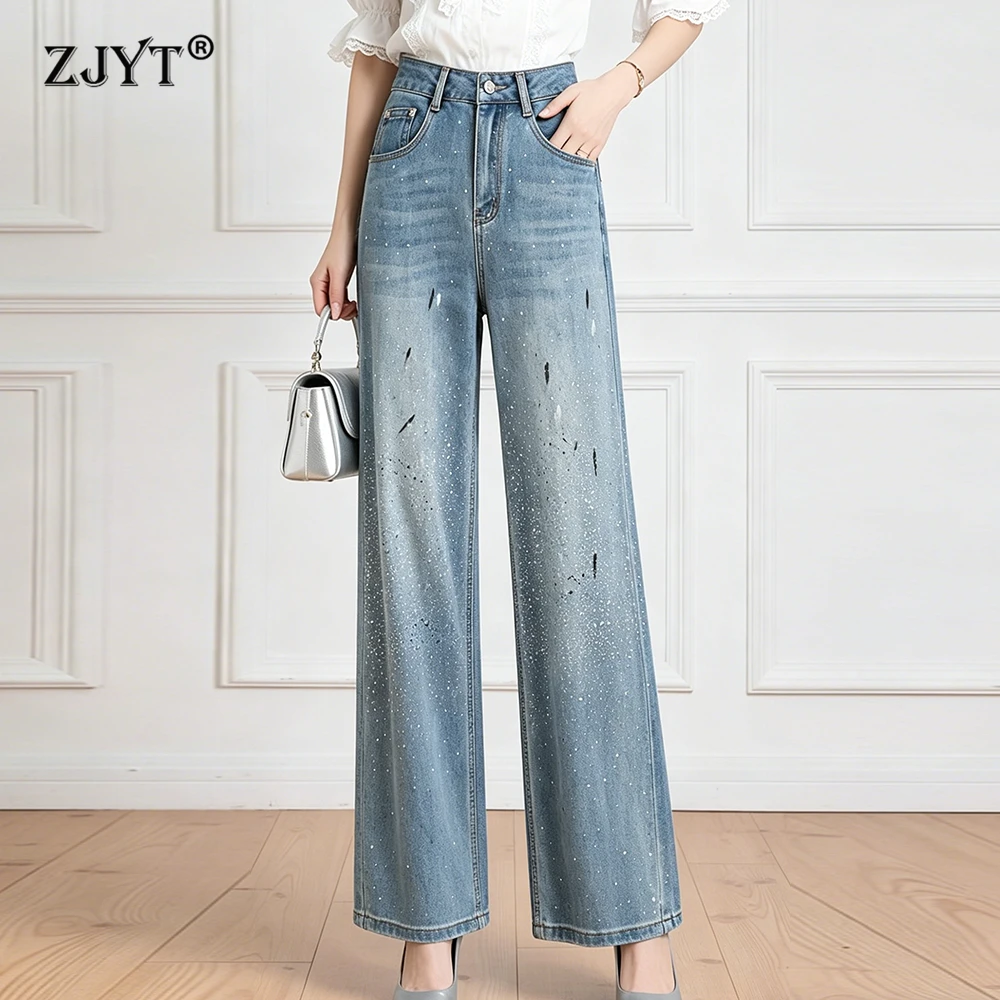 ZJYT Elegant Diamonds Loose Jeans for Women Spring Summer 2026 High Street Fashion Wide Leg Denim Pants Trousers Female Bottoms
ZJYT Elegant Diamonds Loose Jeans for Women Spring Summer 2026 High Street Fashion Wide Leg Denim Pants Trousers Female Bottoms