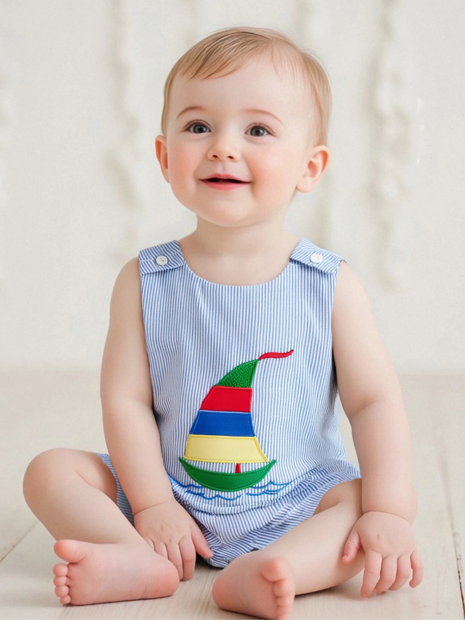Toddler Boy Nautical Striped Romper with Anchor Embroidery Adorable Sleeveless Jumpsuit Beachwear for Summer Fun
Toddler Boy Nautical Striped Romper with Anchor Embroidery Adorable Sleeveless Jumpsuit Beachwear for Summer Fun