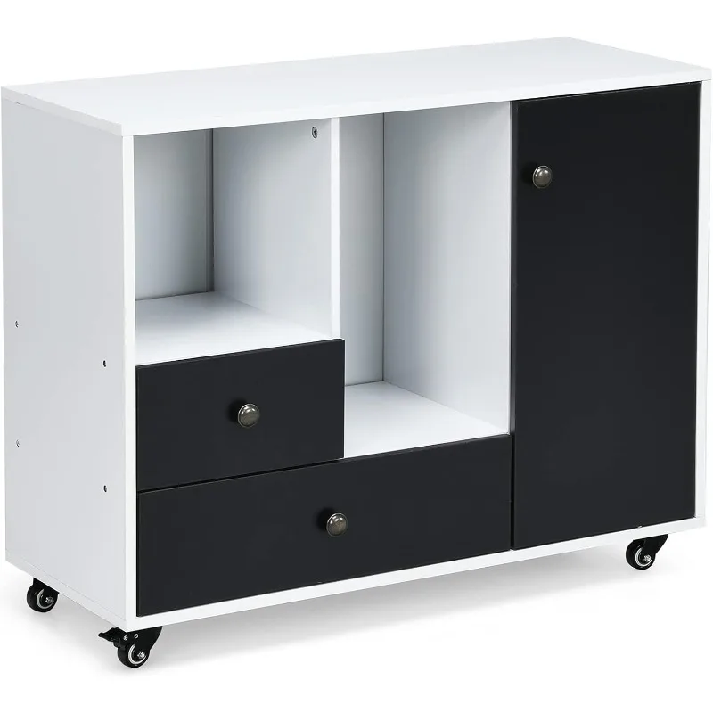 Mobile File Cabinet on Wheels - Lateral Filing Cabinet with Drawer, Open Shelves, Lockable Wheels, Printer Stand
Mobile File Cabinet on Wheels - Lateral Filing Cabinet with Drawer, Open Shelves, Lockable Wheels, Printer Stand