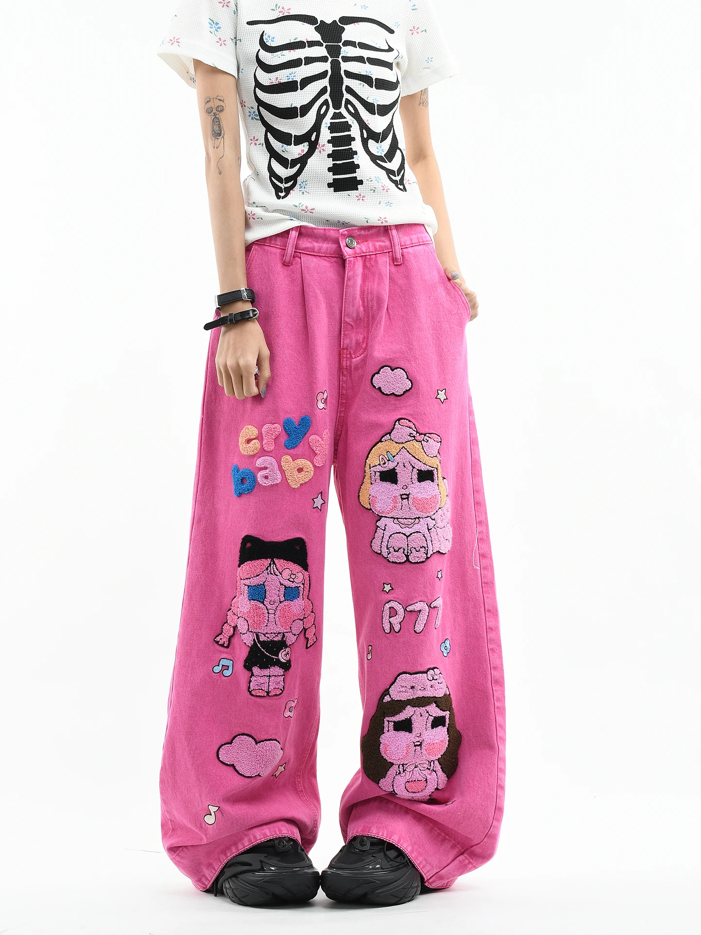 Брюки унисекс OV Original Cartoon Doll с вышивкой, повседневные, свободные, широкие, винтажные, с эффектом потертости, прямого кроя
Брюки унисекс OV Original Cartoon Doll с вышивкой, повседневные, свободные, широкие, винтажные, с эффектом потертости, прямого кроя