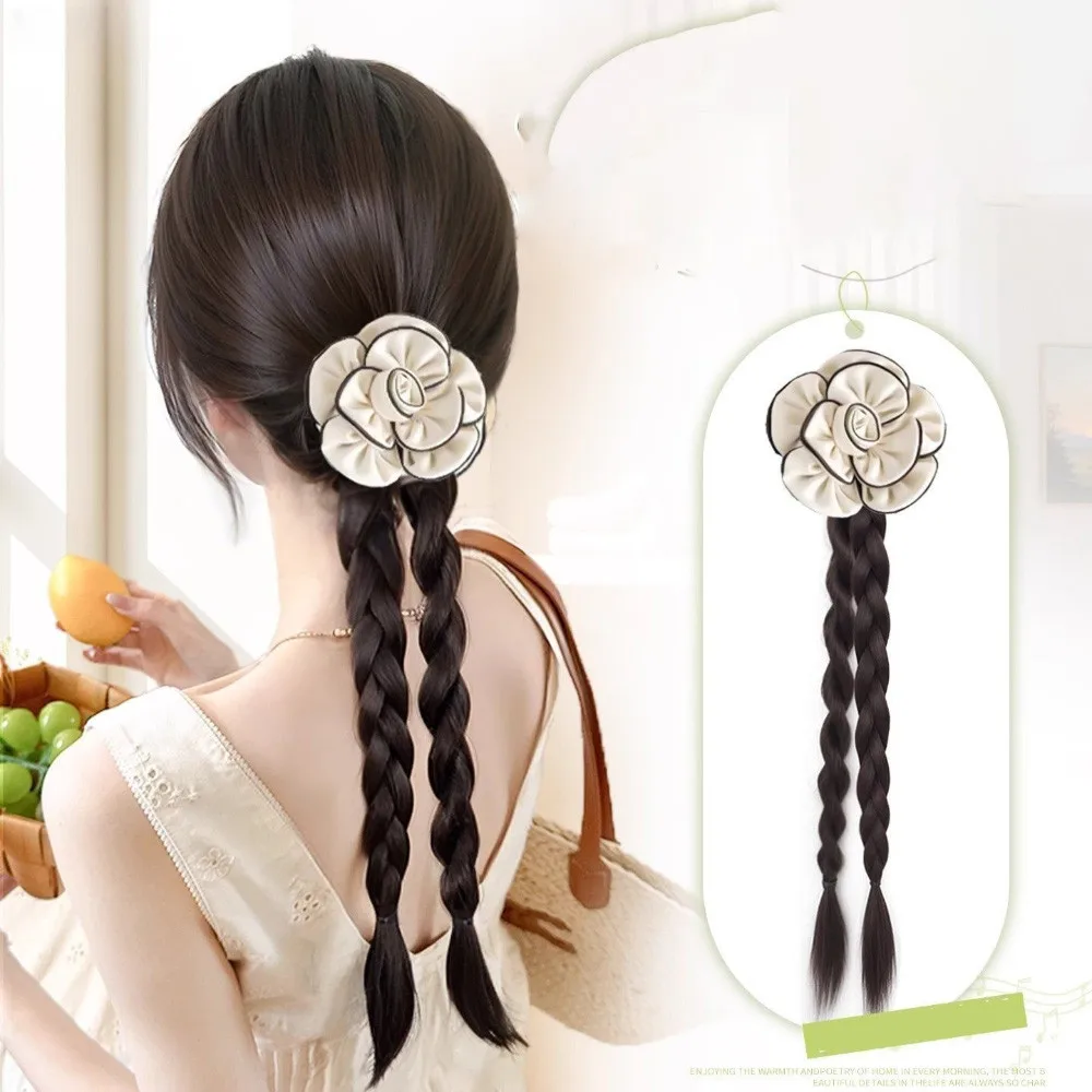 40 см синтетические крученые косы в китайском стиле с низкой завязкой, наращивание волос с шаровой головкой, парик с хвостиком, имитация парика с камелией 
40 см синтетические крученые косы в китайском стиле с низкой завязкой, наращивание волос с шаровой головкой, парик с хвостиком, имитация парика с камелией