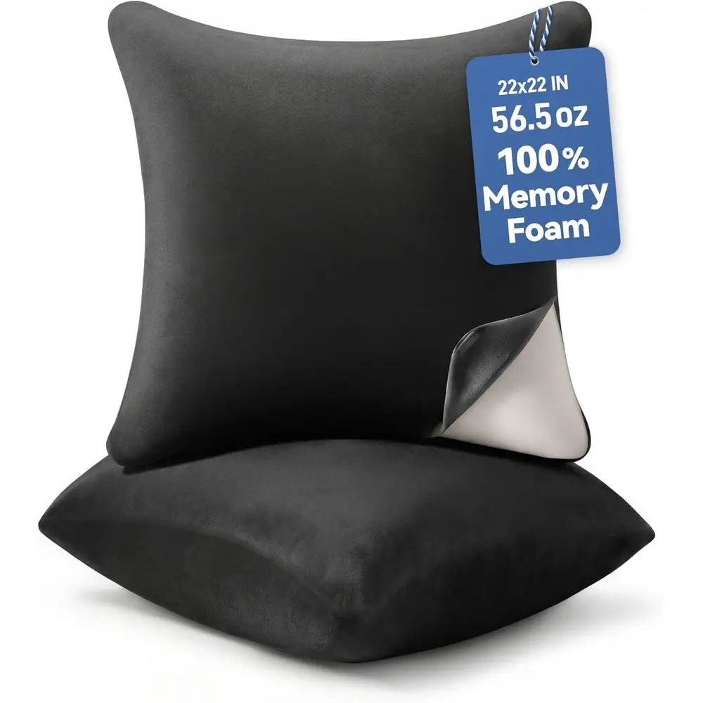 22 x 22 Pillow Inserts - Set of 2, Memory Foam, Square Throw Pillows for Home Decor (Black)
22 x 22 Pillow Inserts - Set of 2, Memory Foam, Square Throw Pillows for Home Decor (Black)